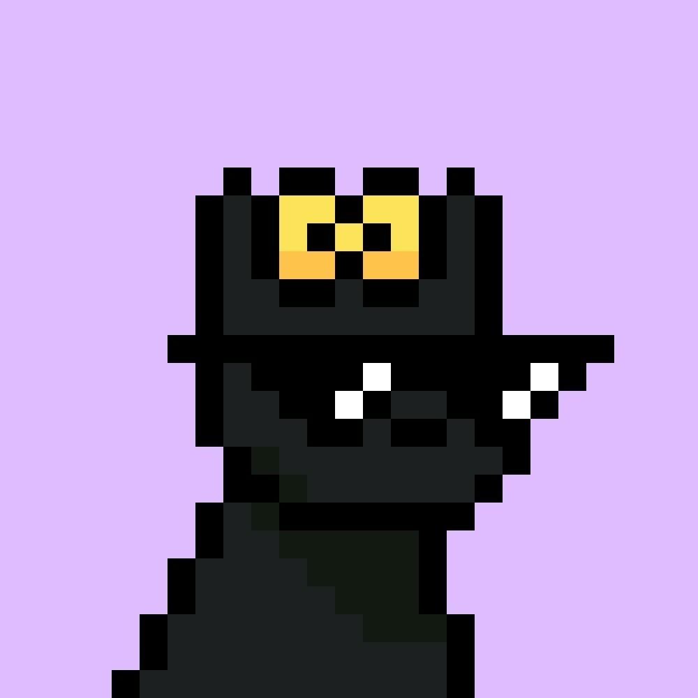 Vee Meta official pixel profile picture — Vee (@veemeta) Official Vee Meta lavender-background pixel dog with gold checkered glasses — Vee (@veemeta)